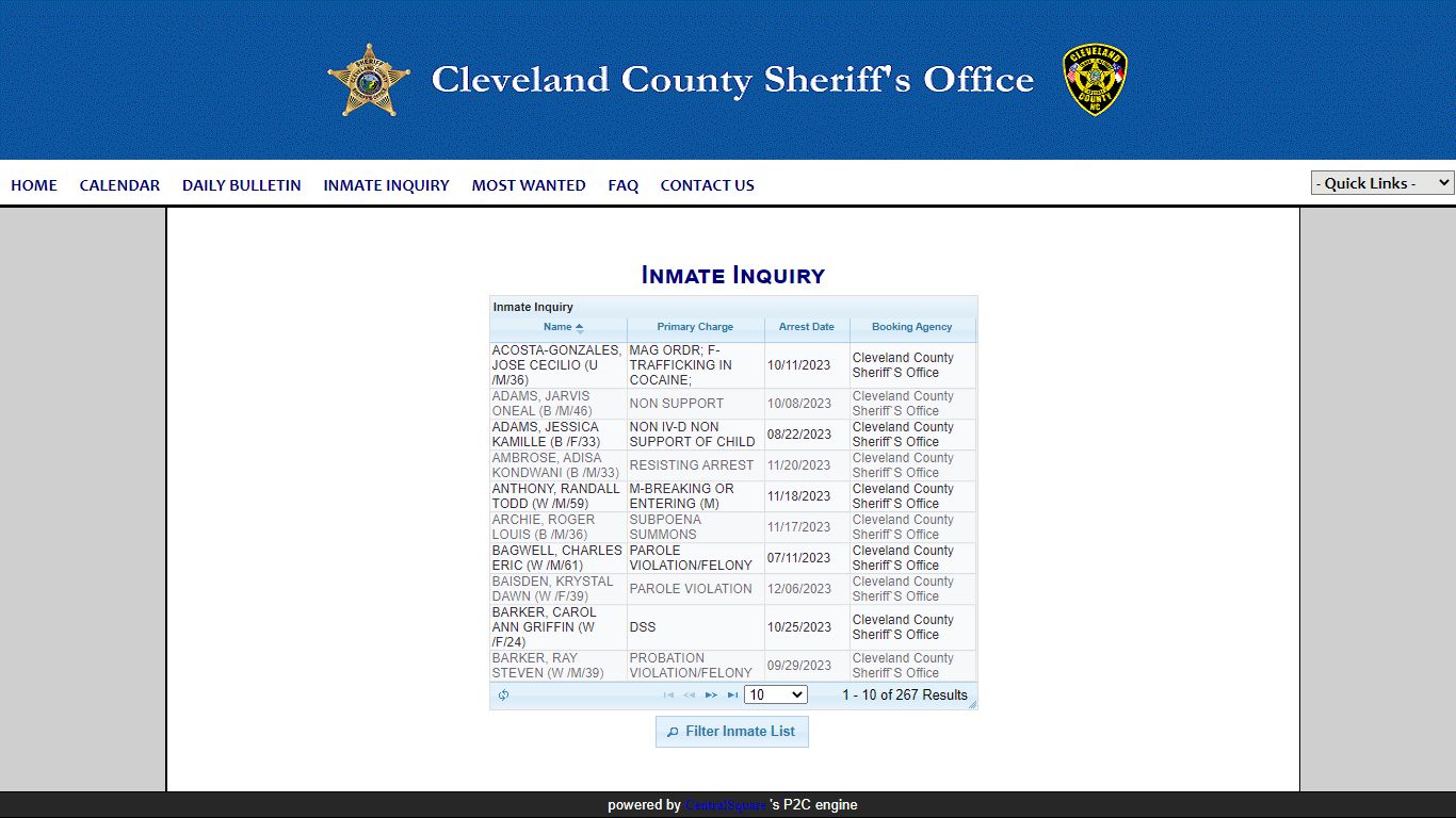 Cleveland County Sheriff Office P2C - 74.218.167.200